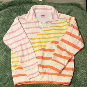 SOLID & STRIPED Pink and Orange 1/4 zip sweatshirt with matching Shorts